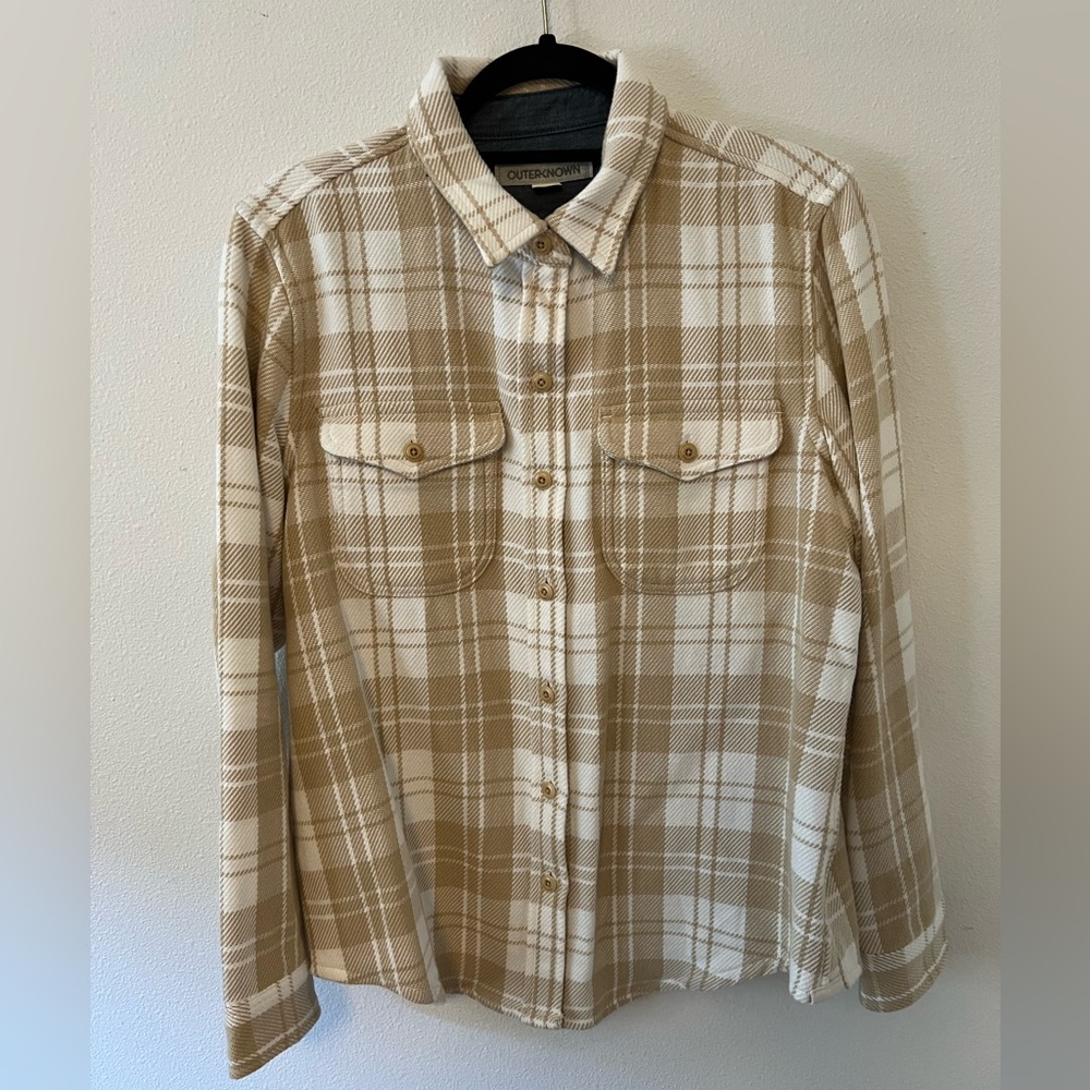 Outerknown Women’s Latte Plaid Button Down Shirt